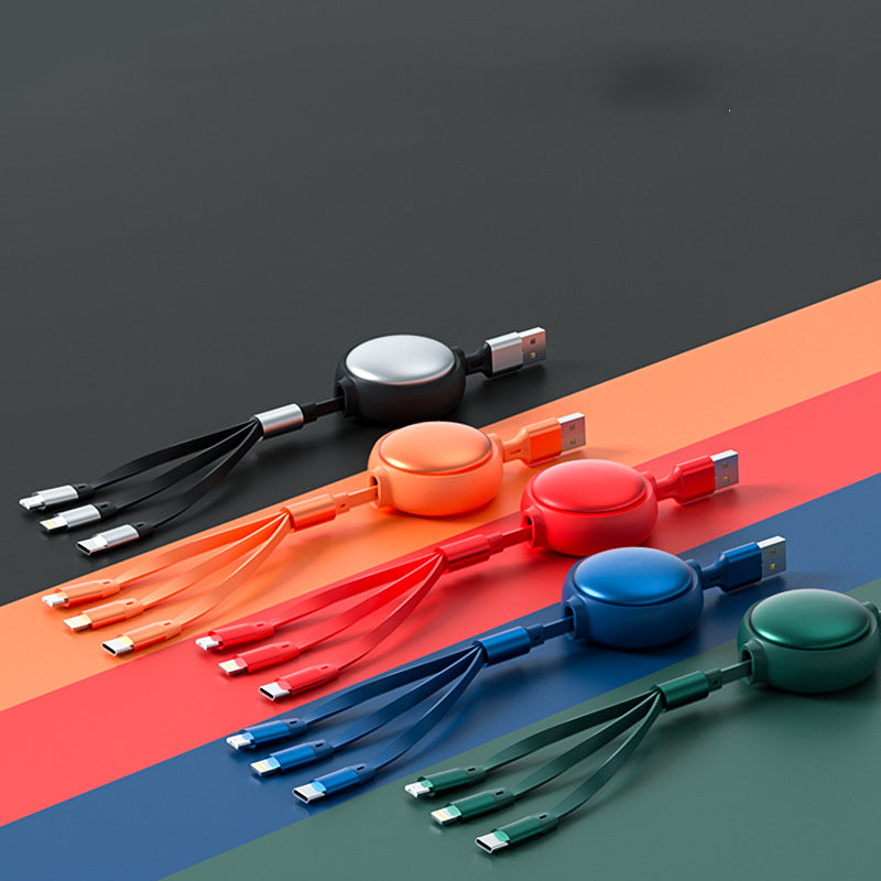 3 In1 USB Cable Micro USB Type C Cable 3in1 2.4A Retractable USB C Charging Cable