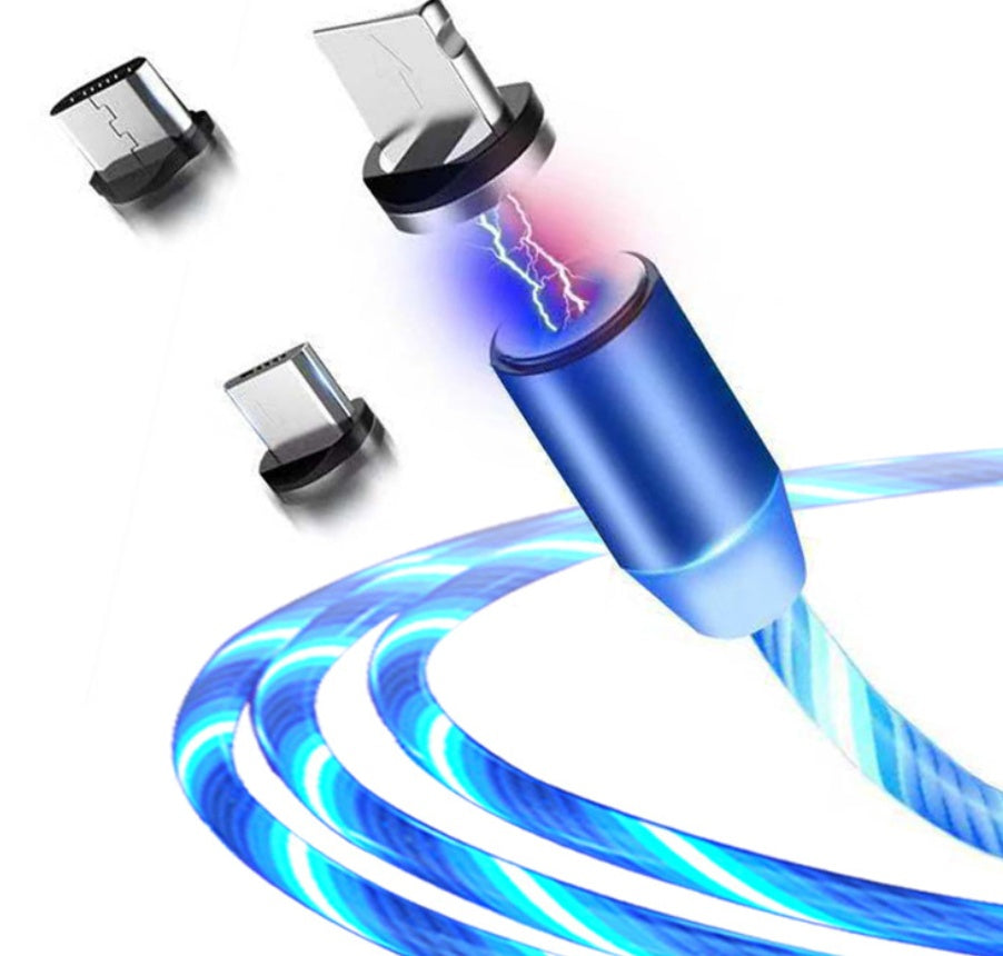 Compatible with Apple, Flowing Light Magnetic Streamer Data Line Cable for Iphone Android TypeC