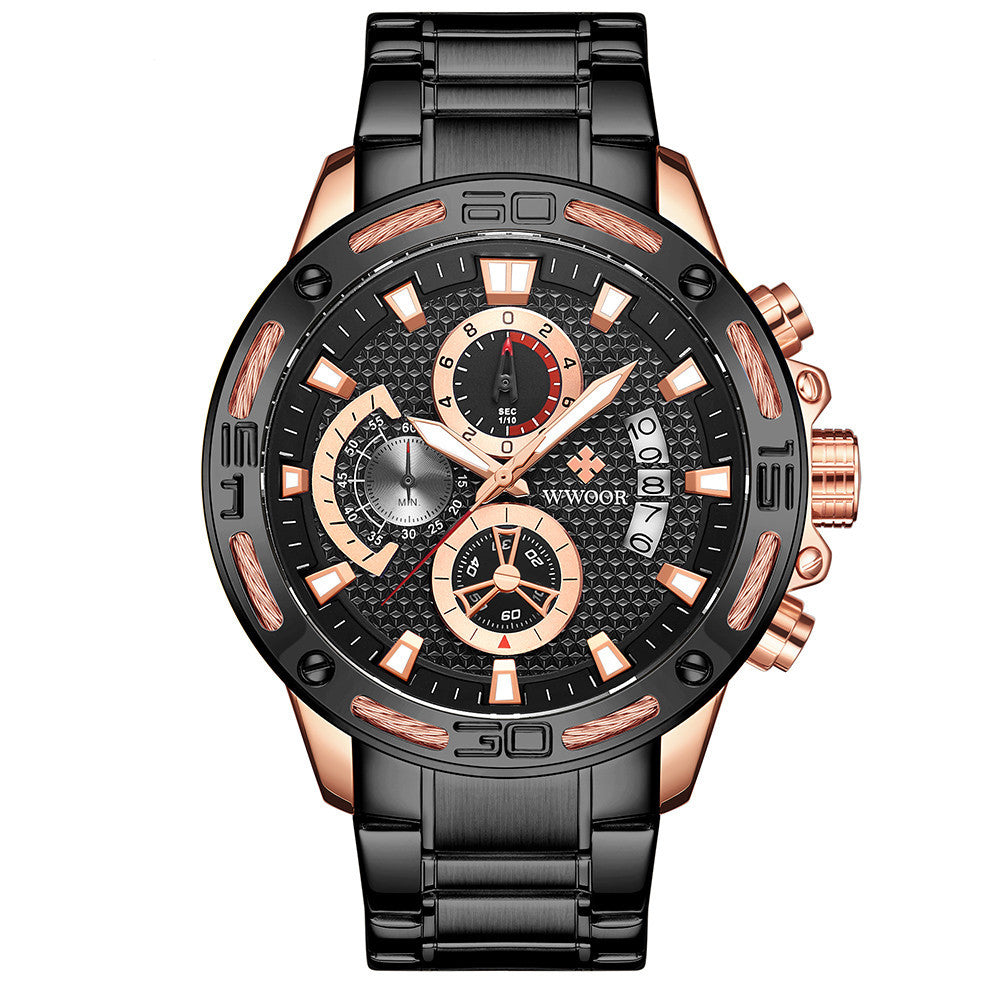 Top Brand Luxury Gold Full Steel Quartz Watch Men Waterproof Sport Chronograph