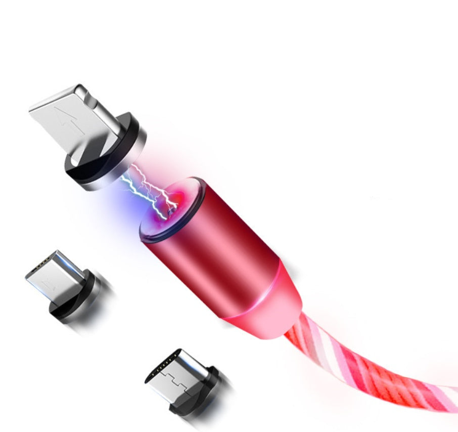 Compatible with Apple, Flowing Light Magnetic Streamer Data Line Cable for Iphone Android TypeC