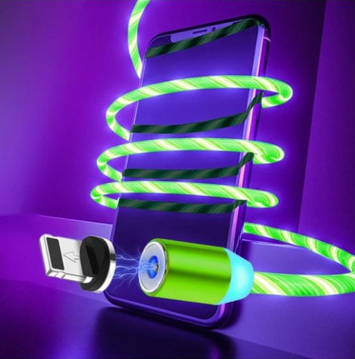 Compatible with Apple, Flowing Light Magnetic Streamer Data Line Cable for Iphone Android TypeC