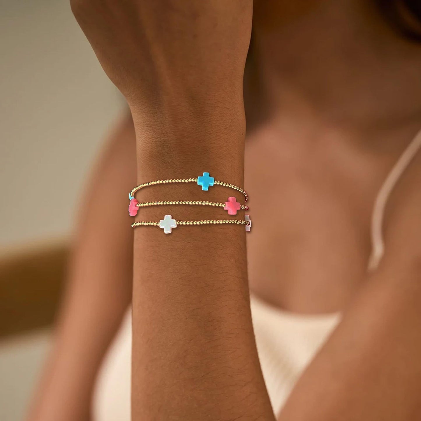 Women's Gold Beaded Fashion Stacking Bracelet Suit
