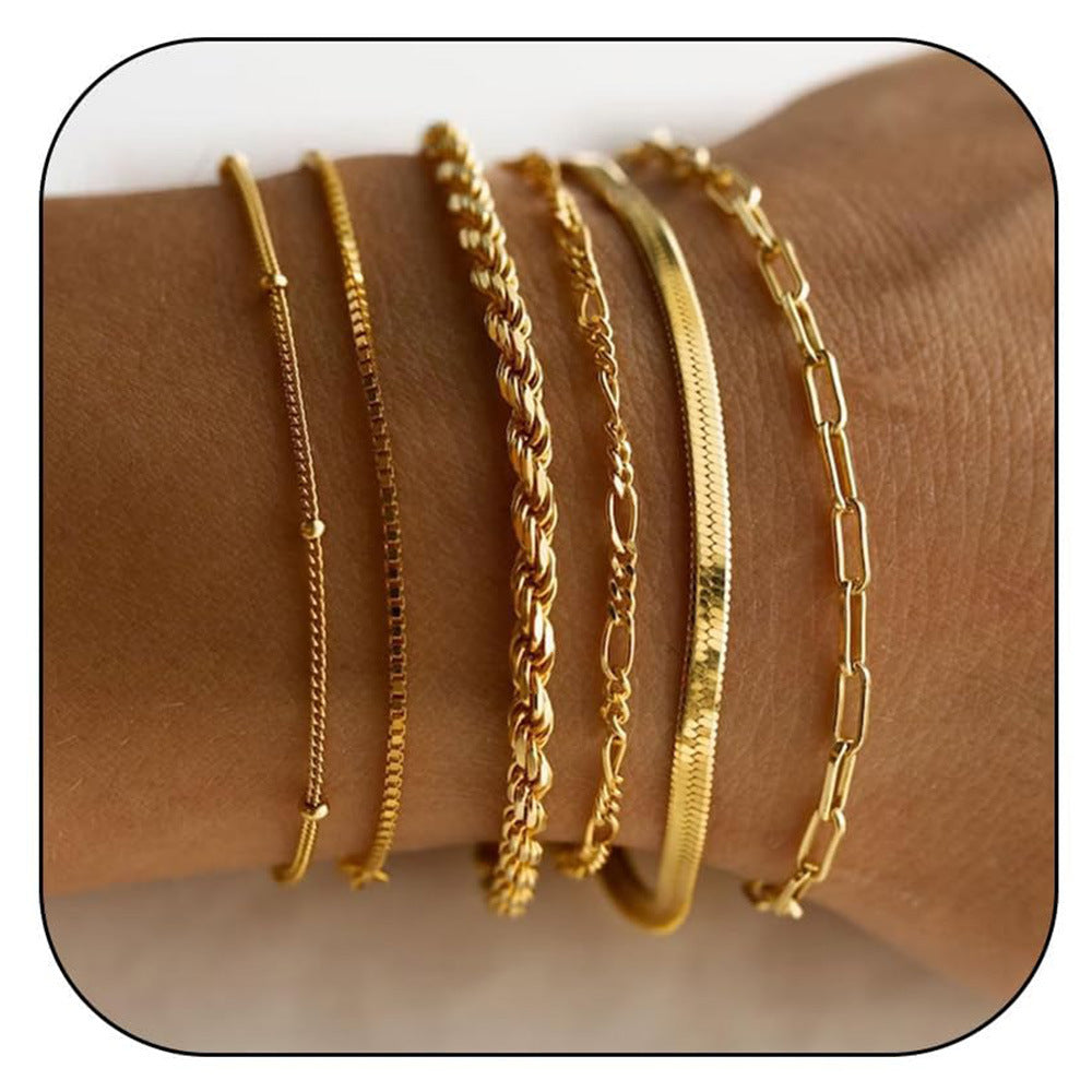Women's Gold Beaded Fashion Stacking Bracelet Suit