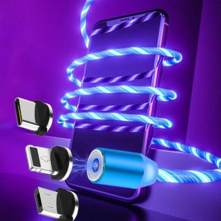 Compatible with Apple, Flowing Light Magnetic Streamer Data Line Cable for Iphone Android TypeC