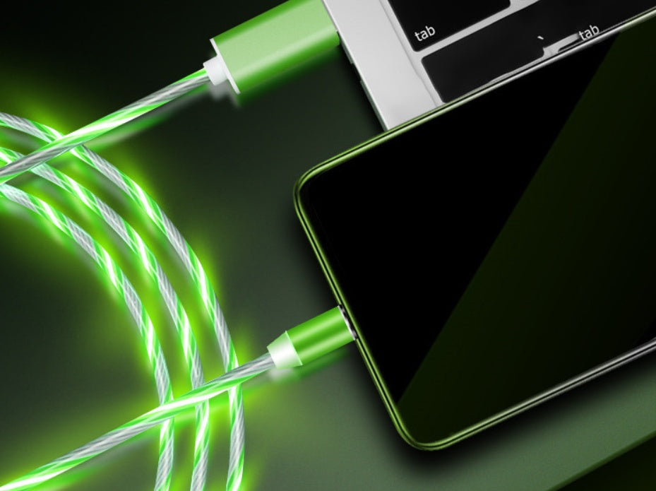 Compatible with Apple, Flowing Light Magnetic Streamer Data Line Cable for Iphone Android TypeC