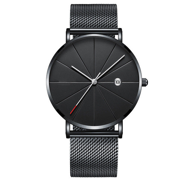 Stainless Steel Mesh Band Quartz Wrist Watches Men Clock