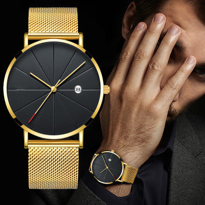 Stainless Steel Mesh Band Quartz Wrist Watches Men Clock