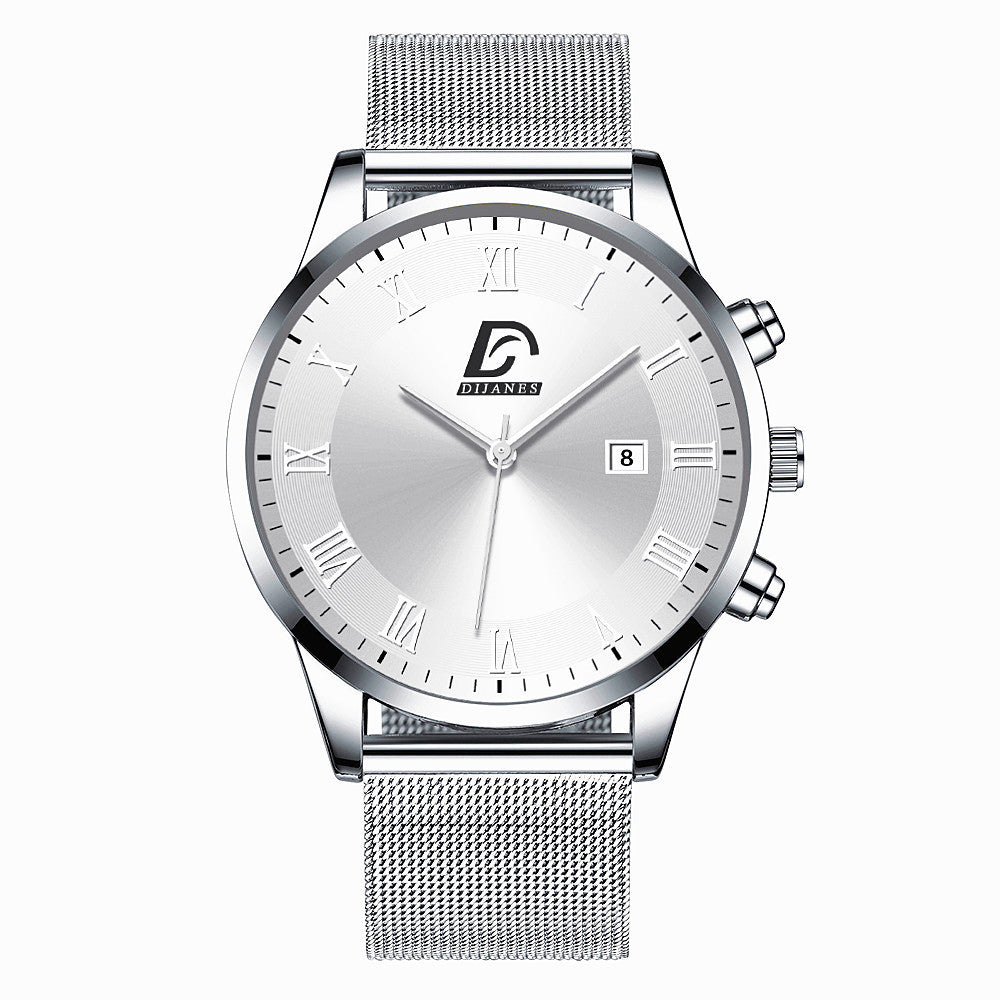 Men's Mesh Belt Quartz Watch Men's