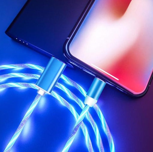 Compatible with Apple, Flowing Light Magnetic Streamer Data Line Cable for Iphone Android TypeC