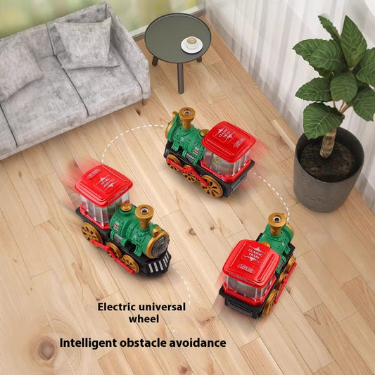 Retro Universal Walking Light Music Rotating Children's Toy Electric Steam Spray Train