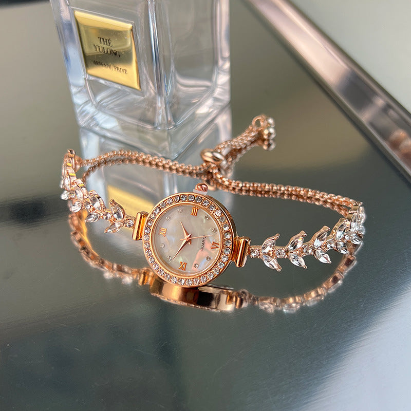 Luxury Diamond-embedded Free Adjustable Bracelet Quartz Watch