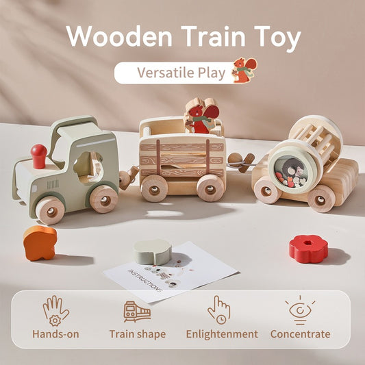 Wooden Baby Early Education Puzzle Multi-functional Train Shape Recognition Toy