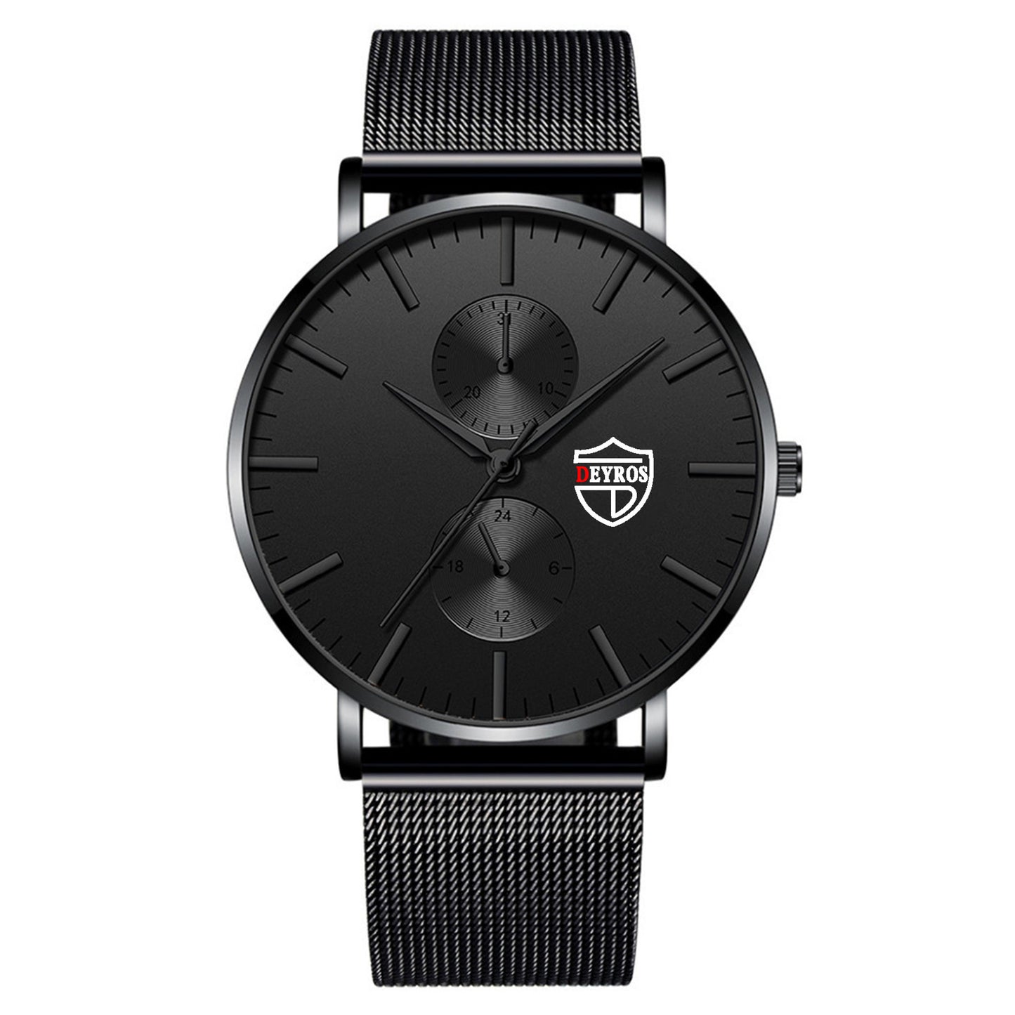 Men's Vacuum Plating Mesh Strap Quartz Watch