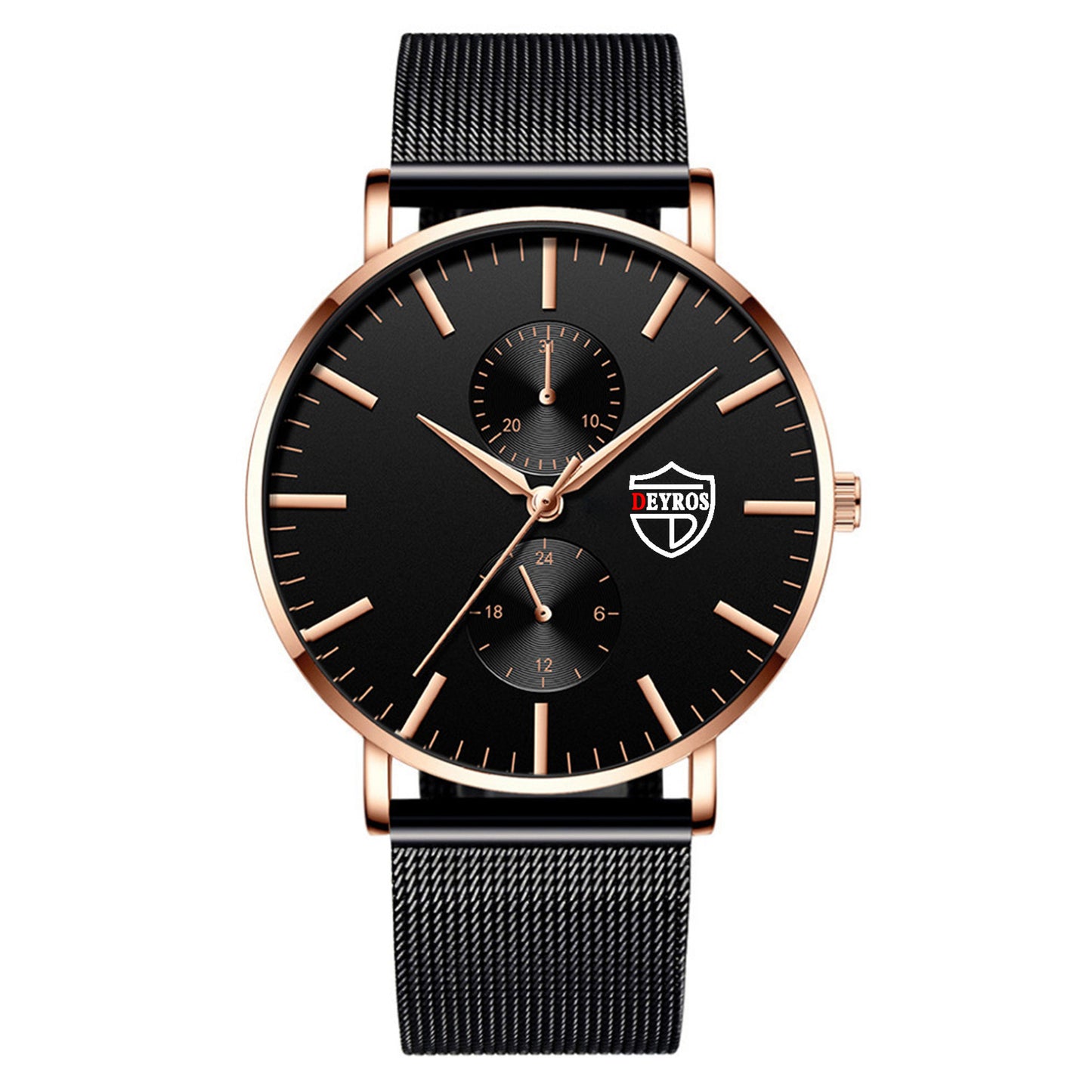 Men's Vacuum Plating Mesh Strap Quartz Watch