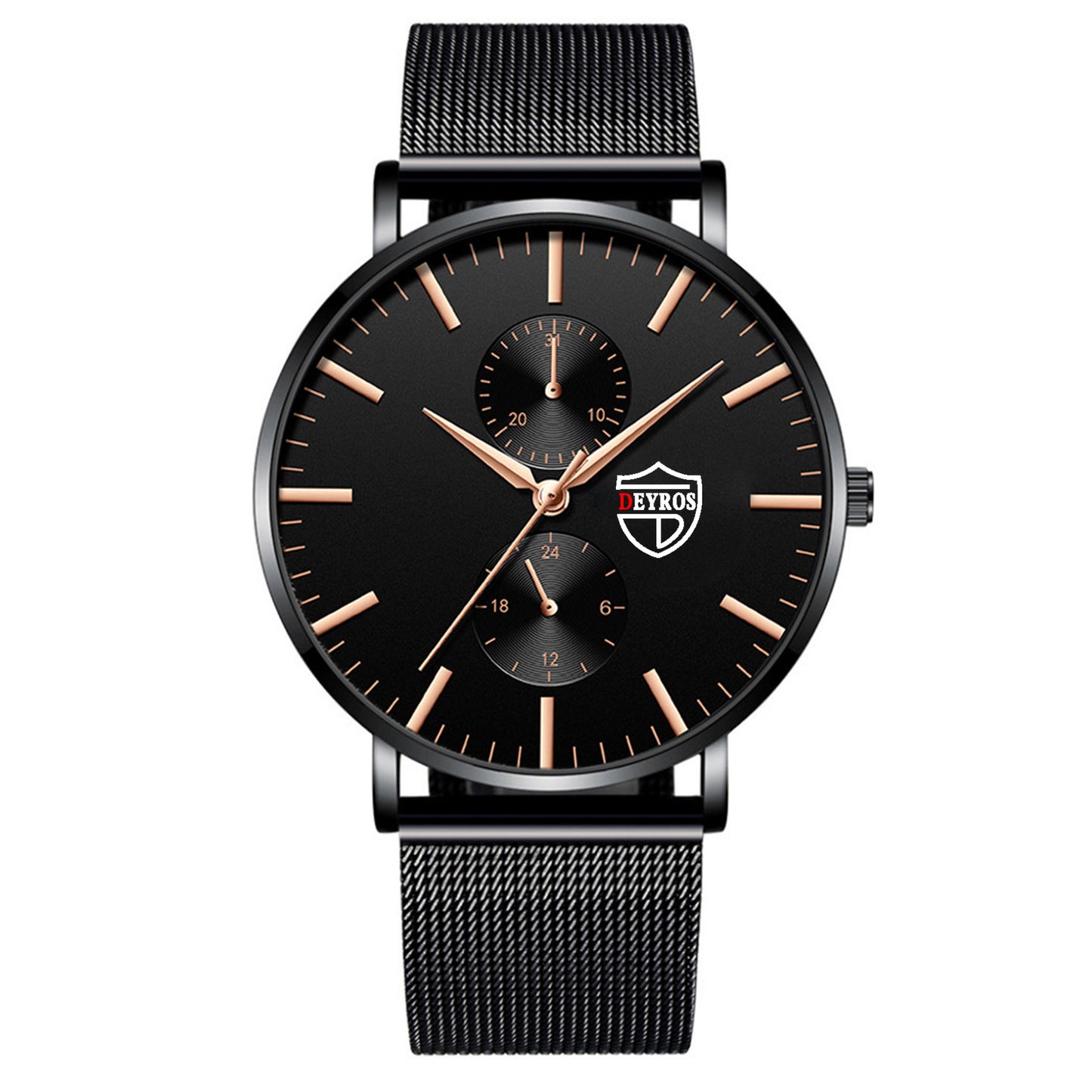 Men's Vacuum Plating Mesh Strap Quartz Watch