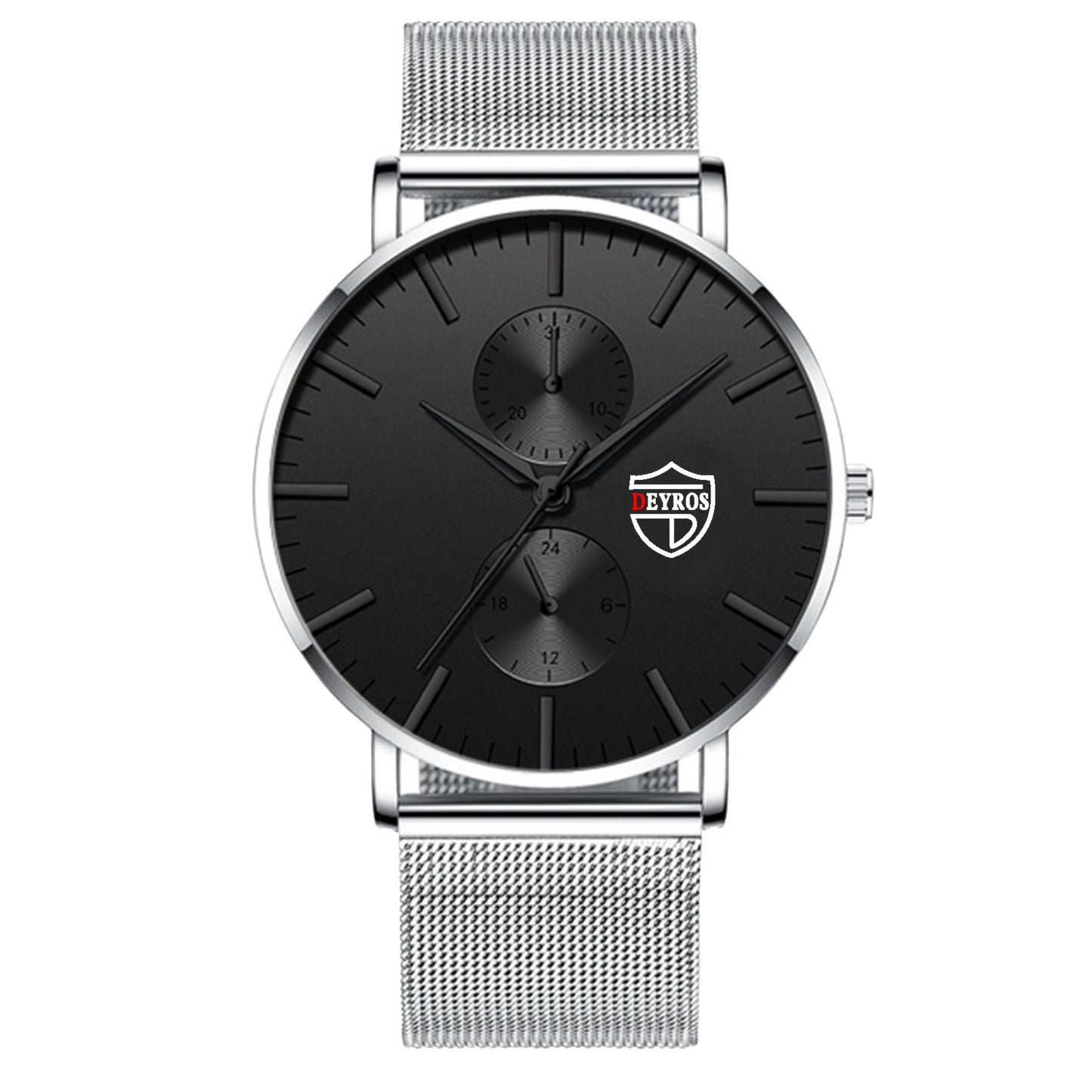 Men's Vacuum Plating Mesh Strap Quartz Watch