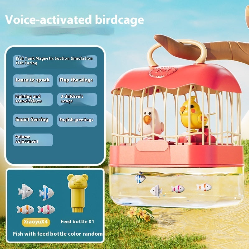 Talking Birdcage Aquarium Children's Light Music Educational Toys